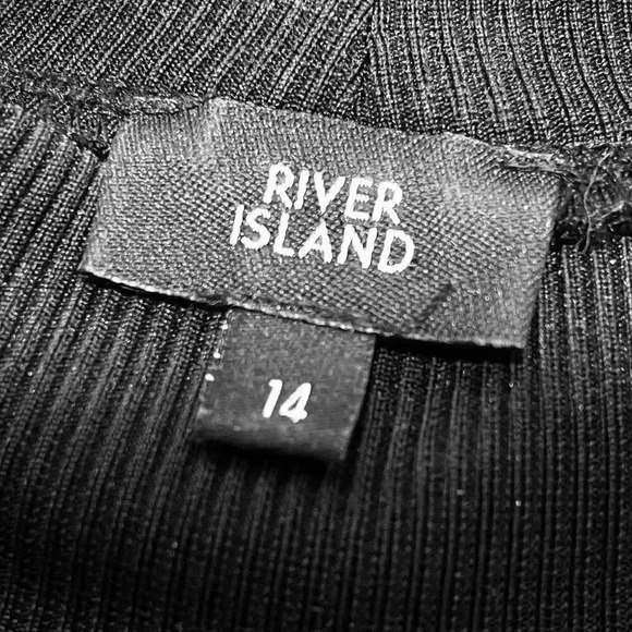 River Island Black Mock Embellished Rhinestone Knit Sweater Size 14 - Picture 9 of 12